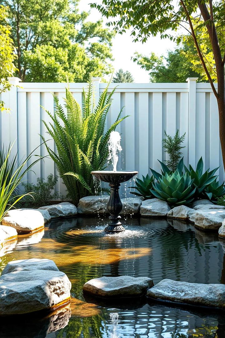 Water Feature Sound Barrier - 30 Backyard Privacy Ideas