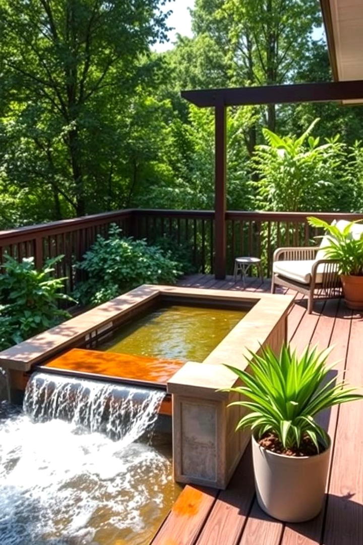 Water Feature with Plants - 30 Deck Decorating Ideas With Plants