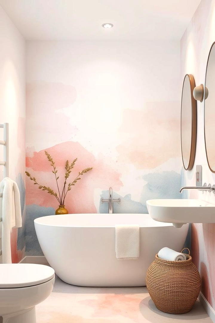 Watercolor Serenity - 30 Bathroom Mural Ideas