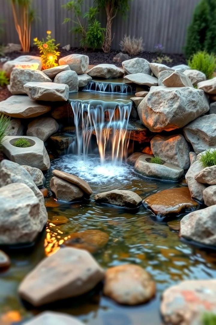 Waterfall Accent Pond - 30 Backyard Pond Ideas