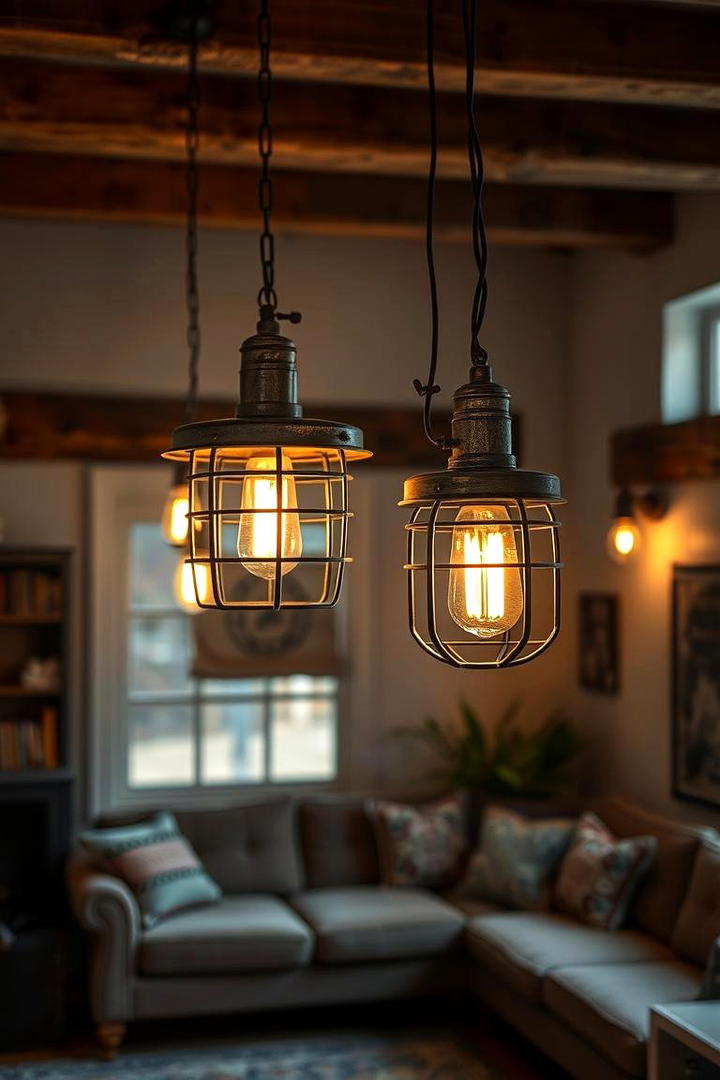 Weathered Metal Light Fixtures - 30 Small Rustic Living Room Ideas