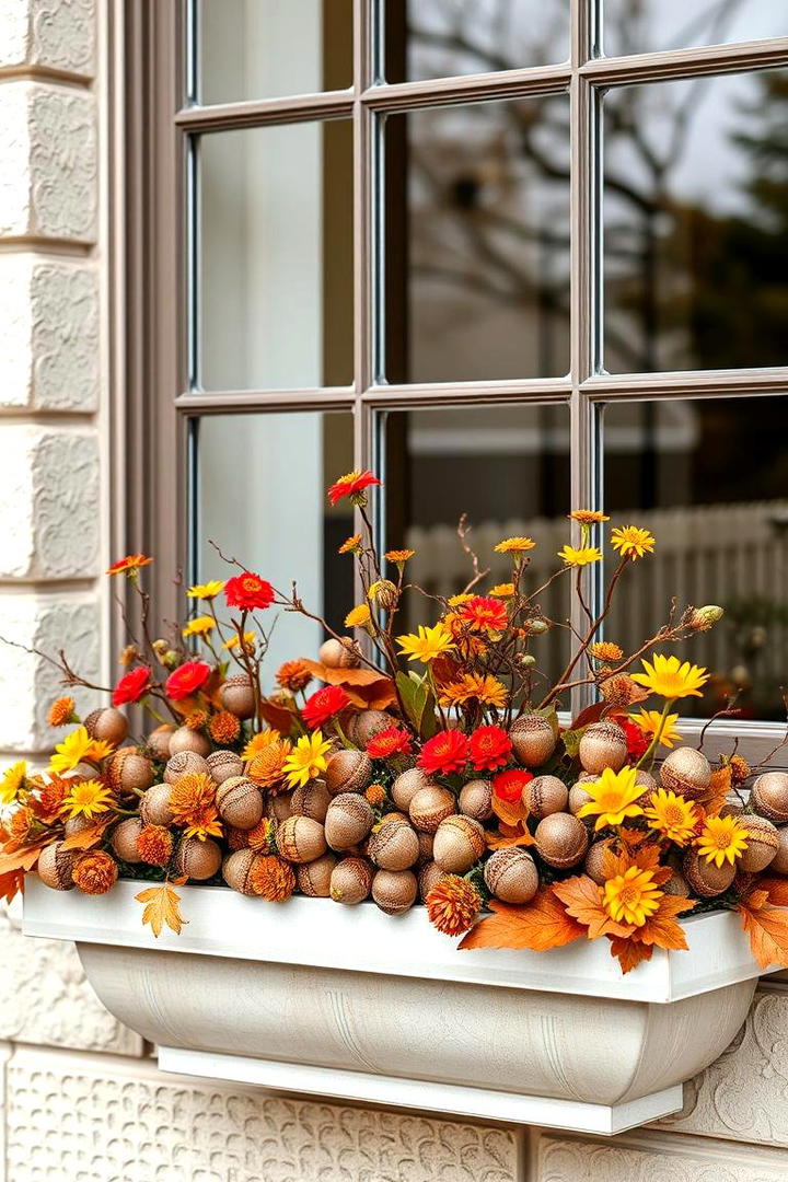 Whimsical Acorn Accents - 30 Fall Window Box Ideas