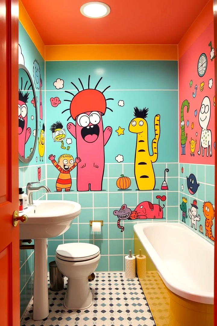 Whimsical Cartoon Art - 30 Bathroom Art Ideas