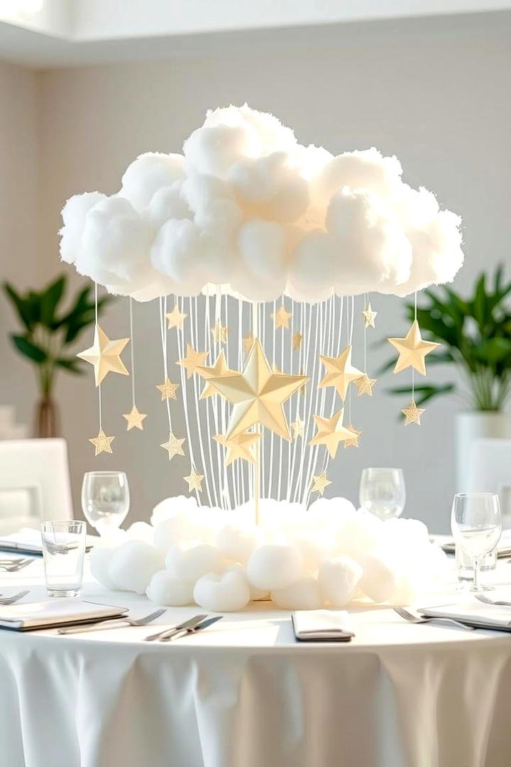 Whimsical Cloud and Star Arrangement - 30 Baby Shower Centerpiece Ideas