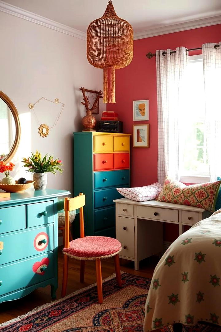 Whimsical Painted Furniture - 30 Boho Teen Bedroom Ideas