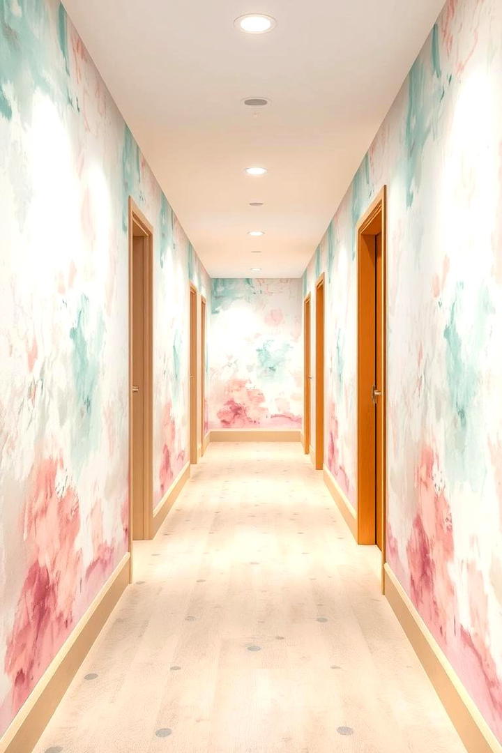 Whimsical Watercolor Washes for a Dreamy Passage - 30 Hallway Wallpaper Ideas