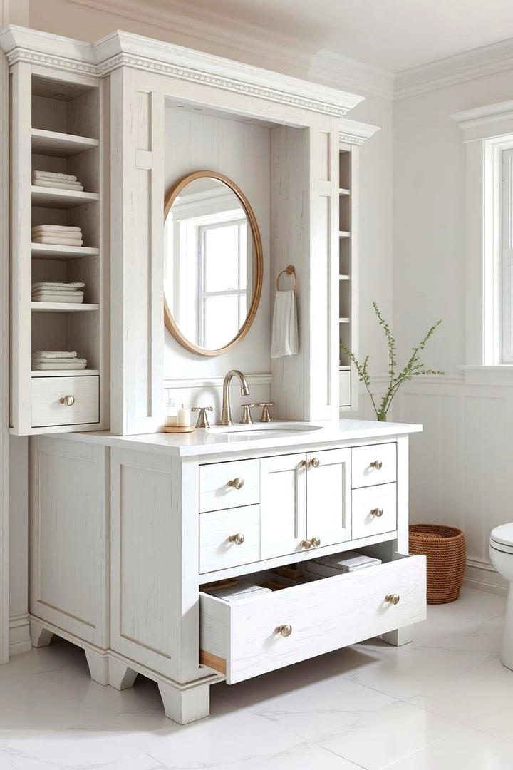 Whitewashed Vanity with Texture - 30 Small Bathroom Vanity Ideas