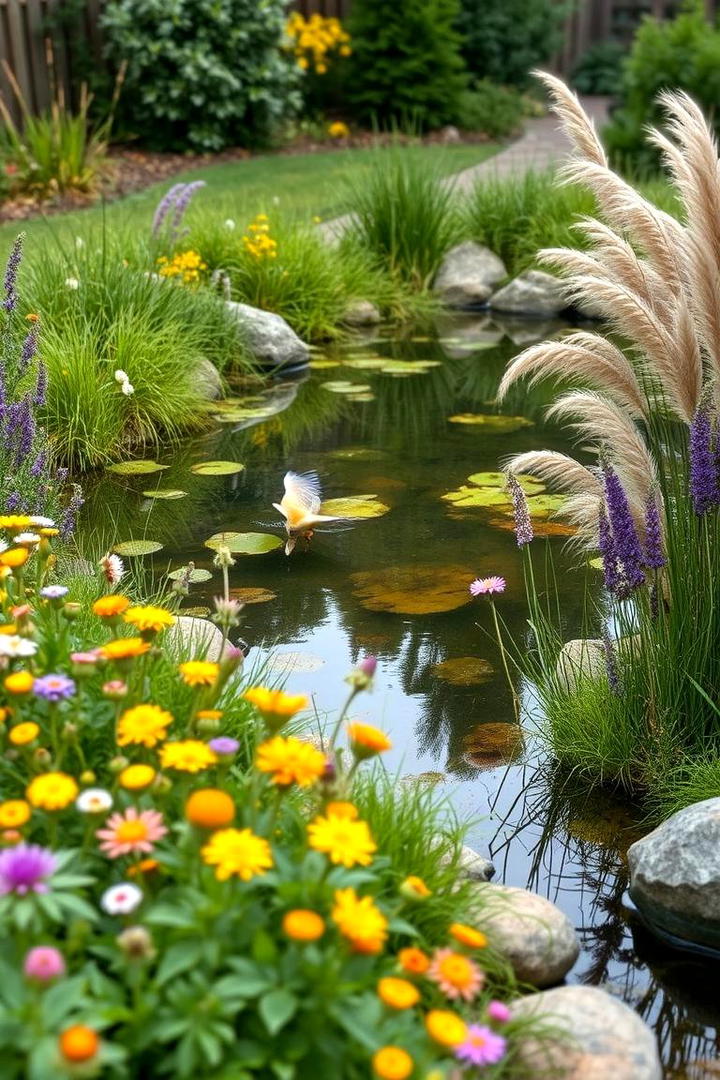 Wildflower Fringe Pond - 30 Backyard Pond Ideas