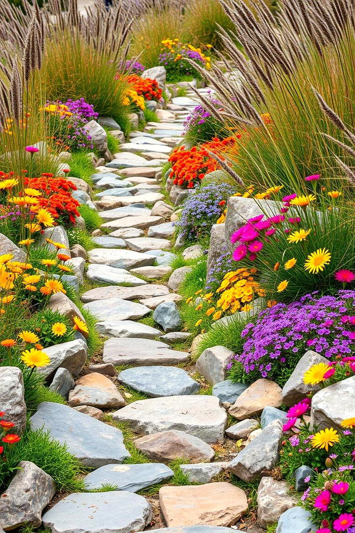 Wildflower Rock Walk - 30 Rock Walkway Ideas