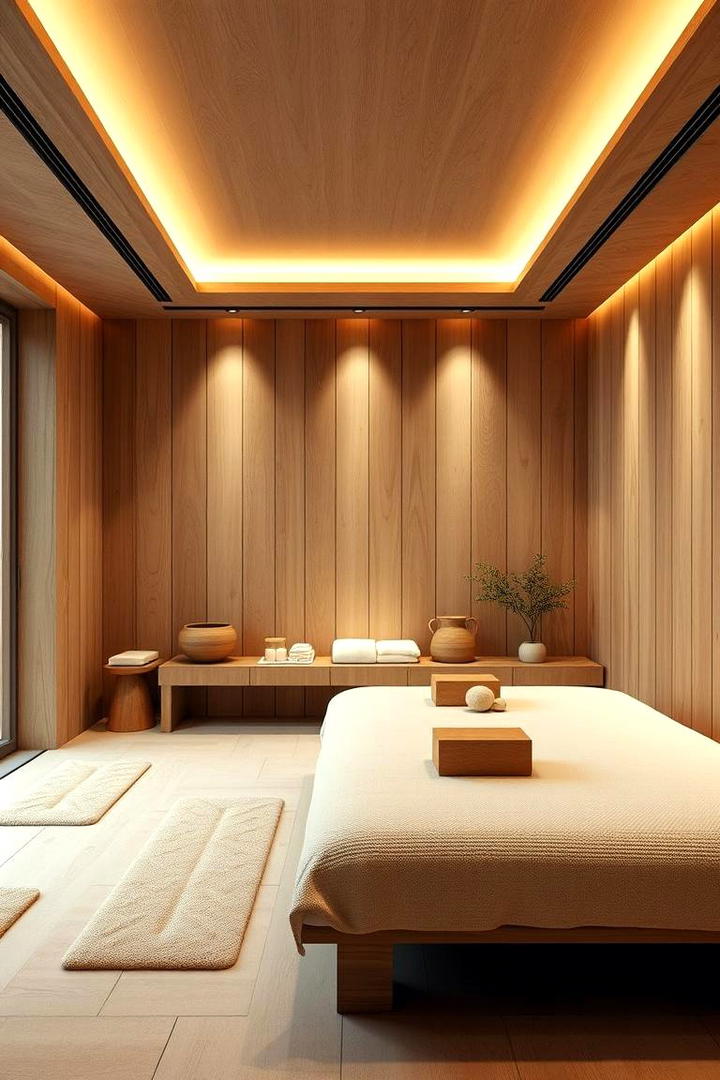 Wood Accents for Warmth and Balance - 30 Spa Decor Ideas