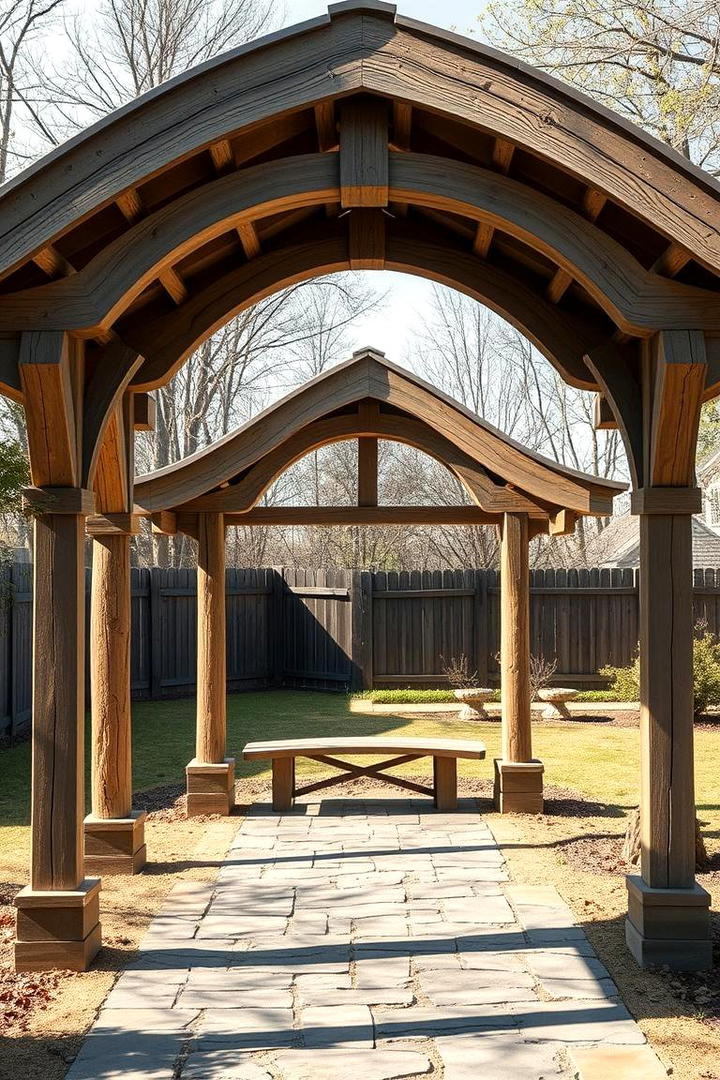 Wooden Arched Gazebo - 30 Rustic Landscaping Ideas