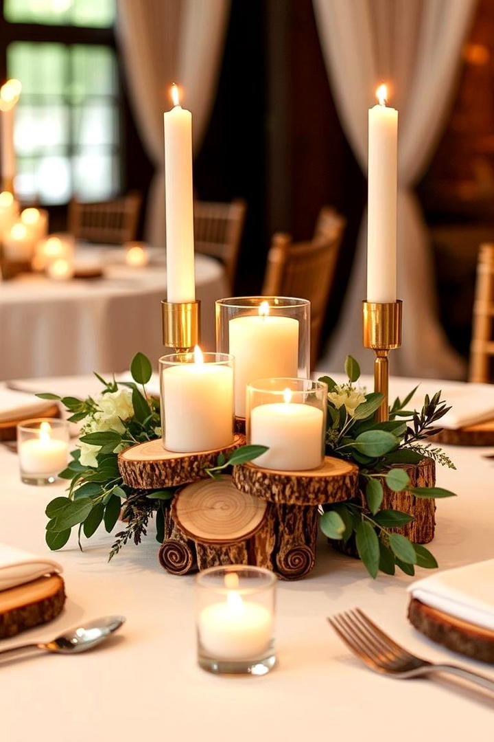 Wooden Slice Candle Holders - 30 non-floral wedding centerpiece ideas