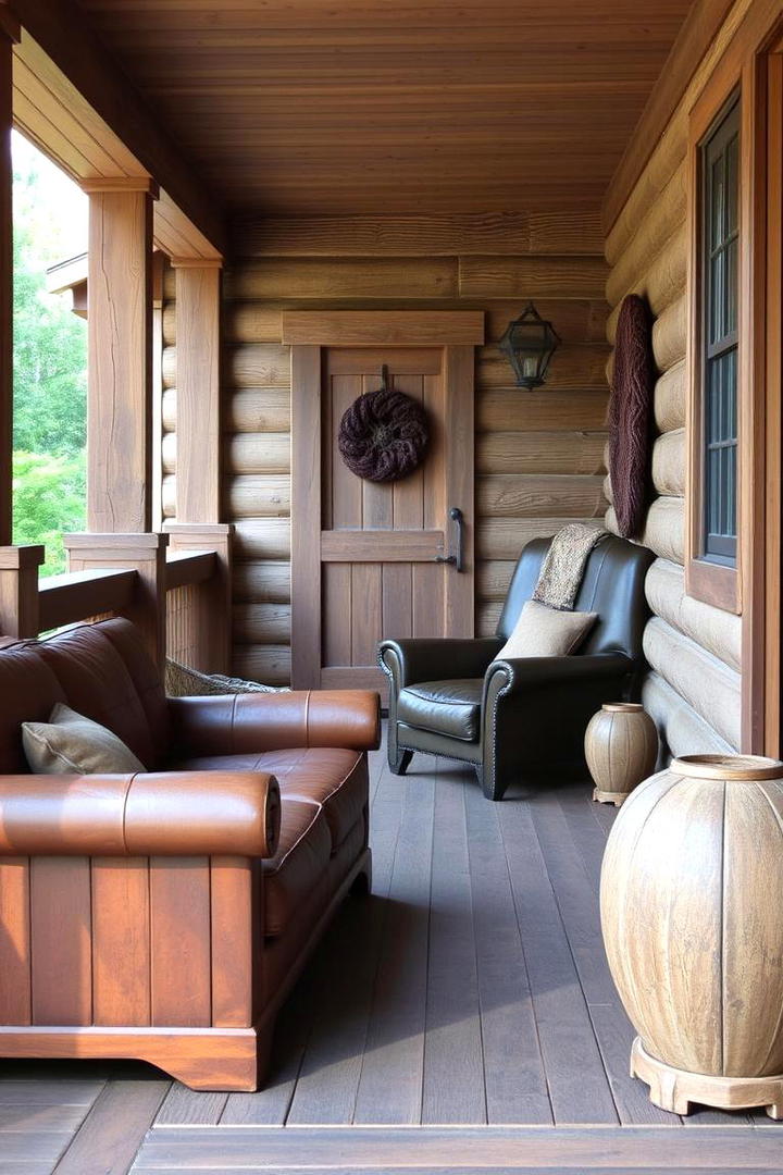 Worn Leather Outdoor Seating - 30 Rustic Front Porch Ideas