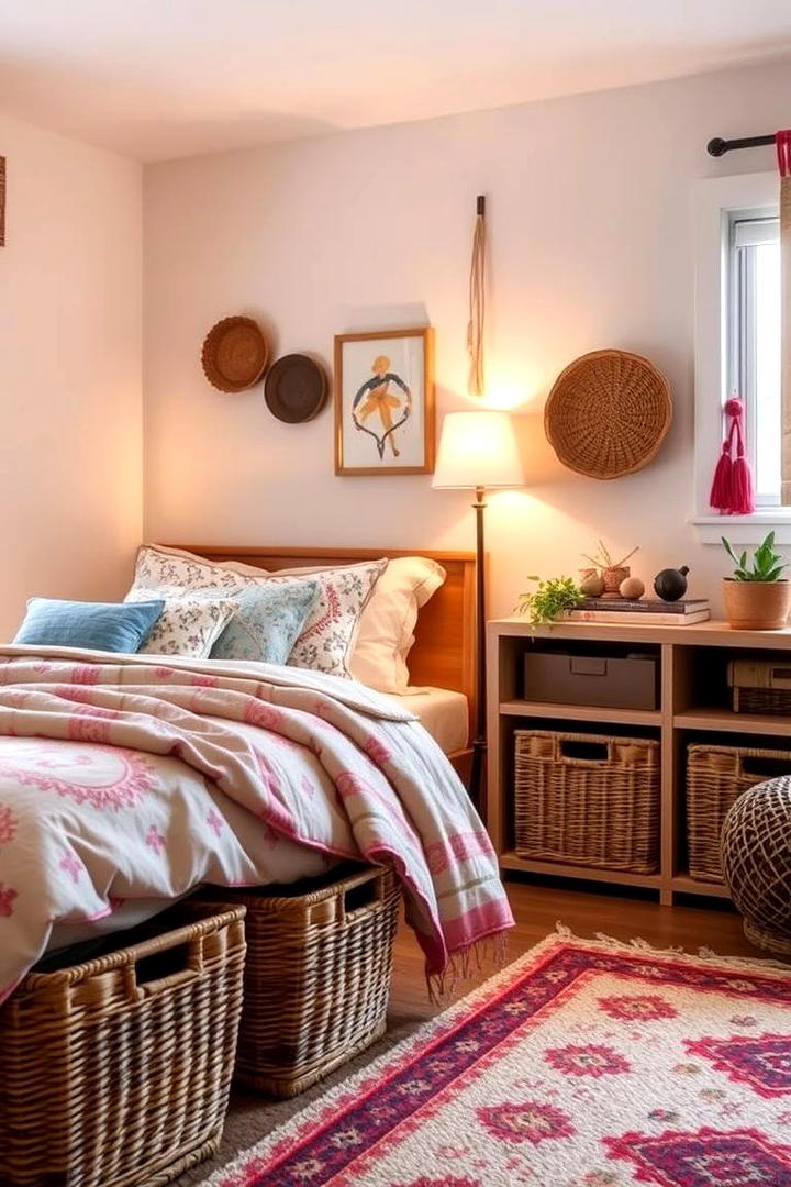 Woven Basket Storage - 30 Boho Teen Bedroom Ideas