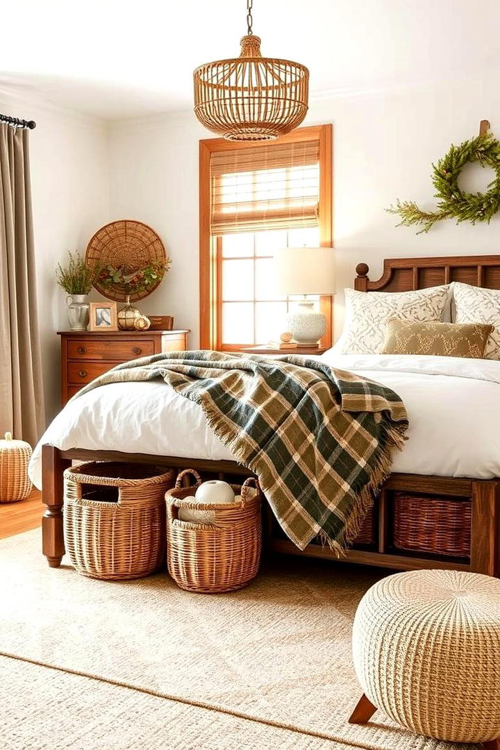 Woven Basket Storage - 30 Fall Bedroom Decor Ideas