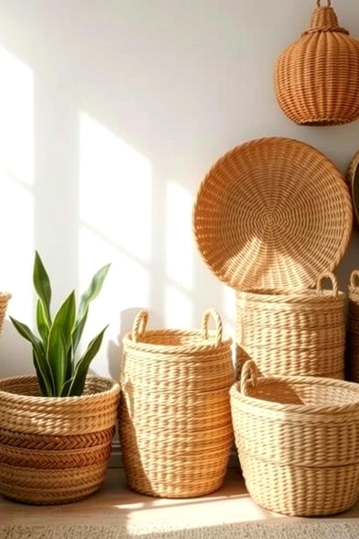 Woven Basket Storage - 30 Boho Decor Ideas