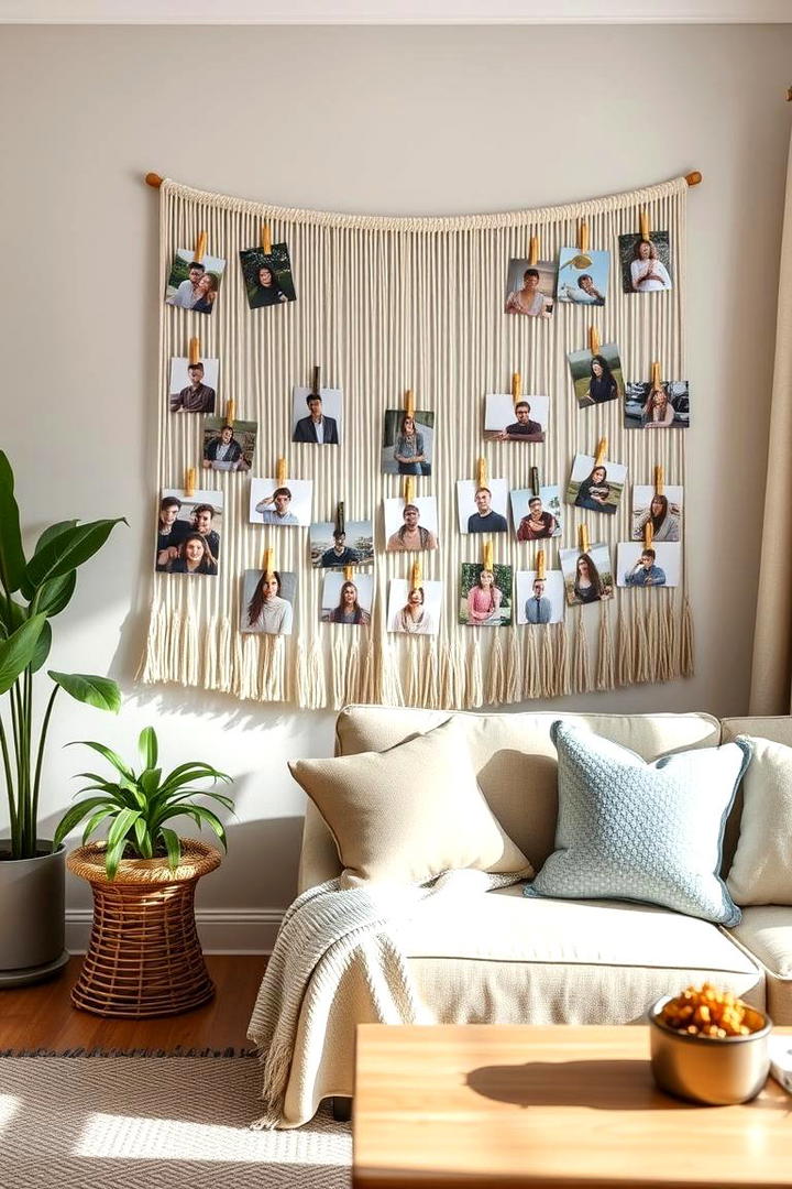 Woven String Display - 30 Family Picture Wall Ideas