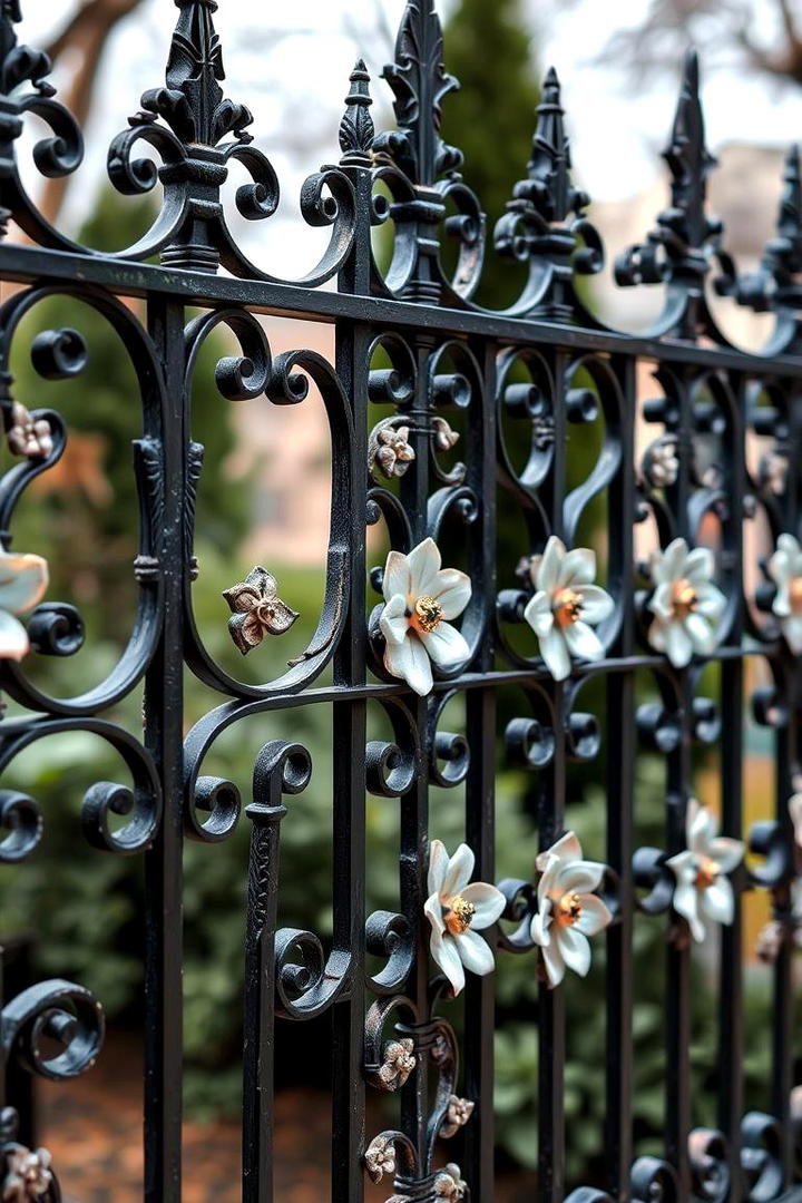 Wrought Iron with Floral Designs - 30 Decorative Fence Ideas