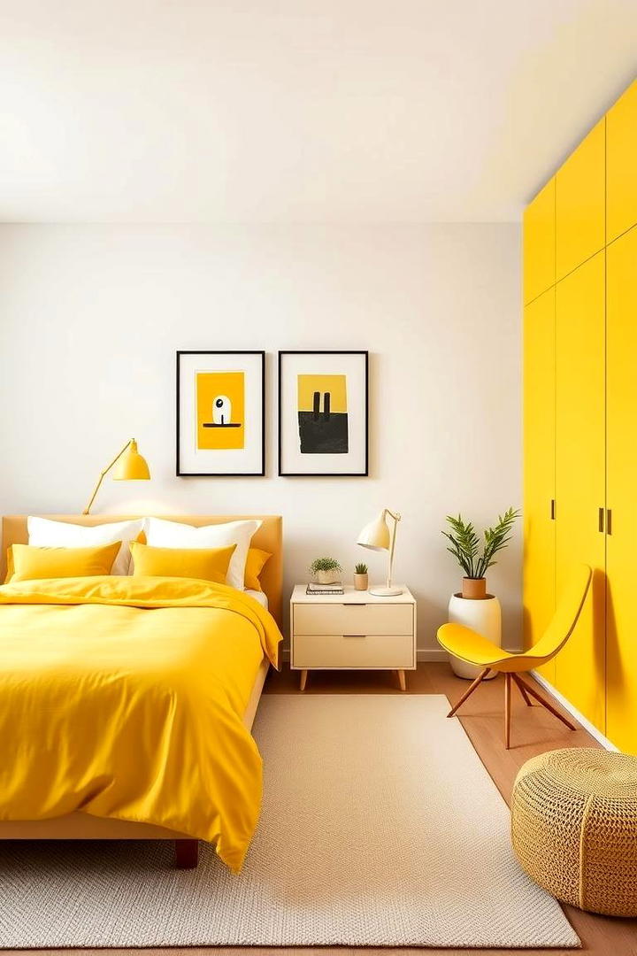 Yellow Chic Minimalist Setup - 30 Yellow Bedroom Ideas