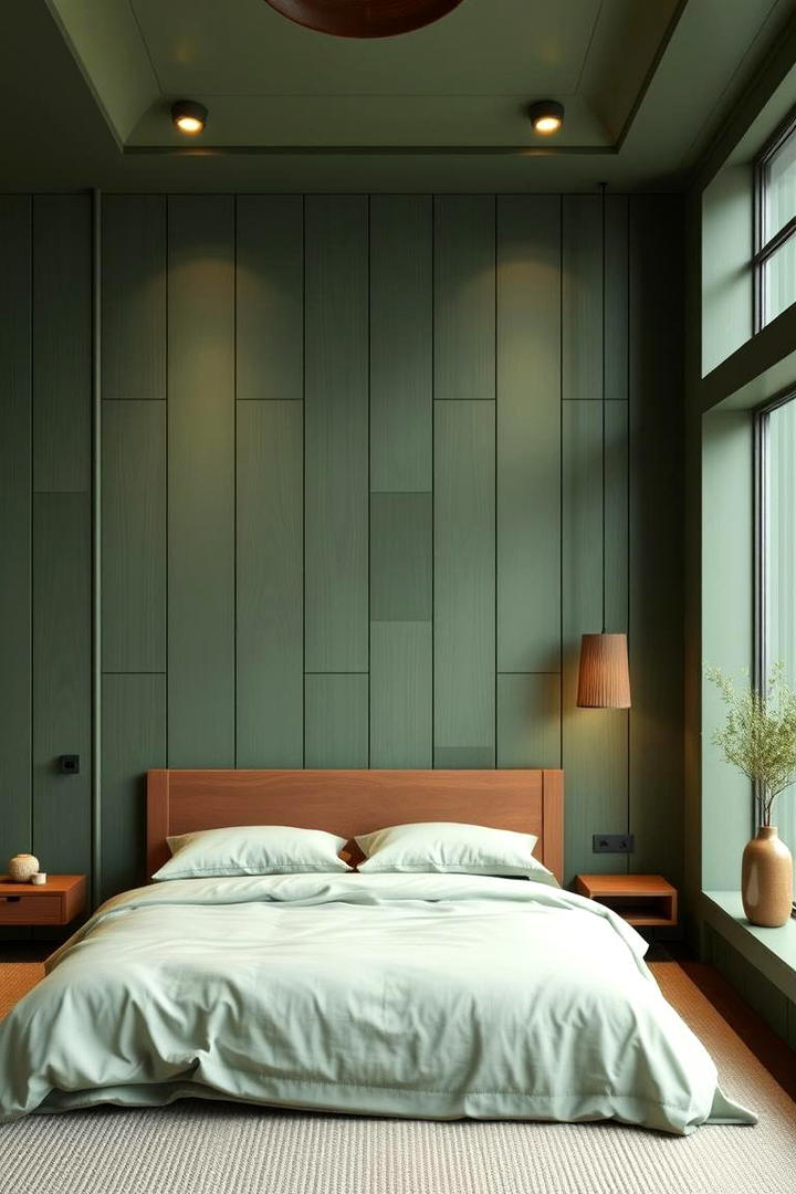 Zen Green Paneling - 30 Green Panelling Bedroom Ideas