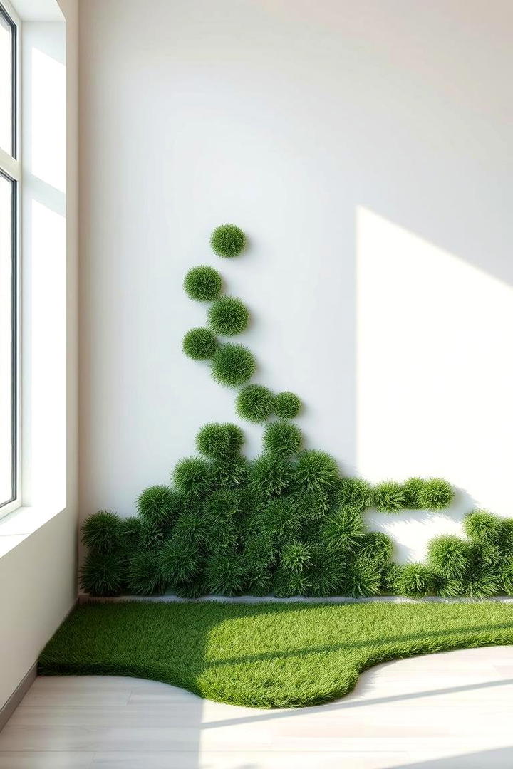 Zen Inspired Grass Mosaic - 30 Artificial Grass Wall Design Ideas