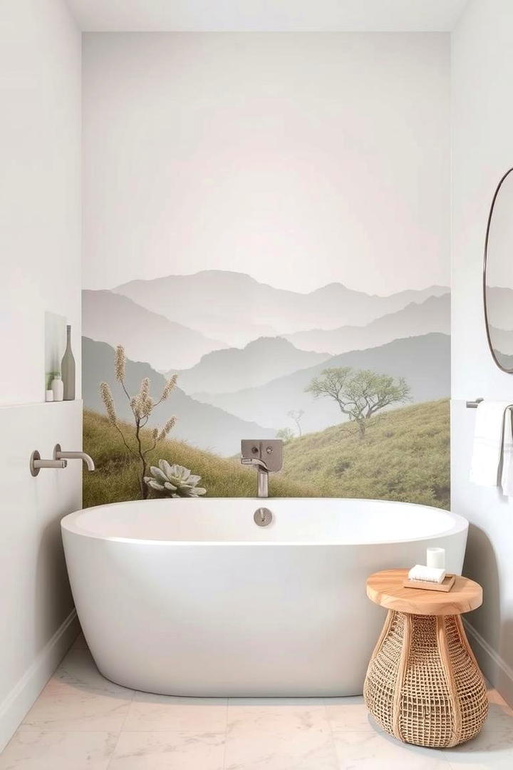 Zen Inspired Nature Scene - 30 Bathroom Mural Ideas