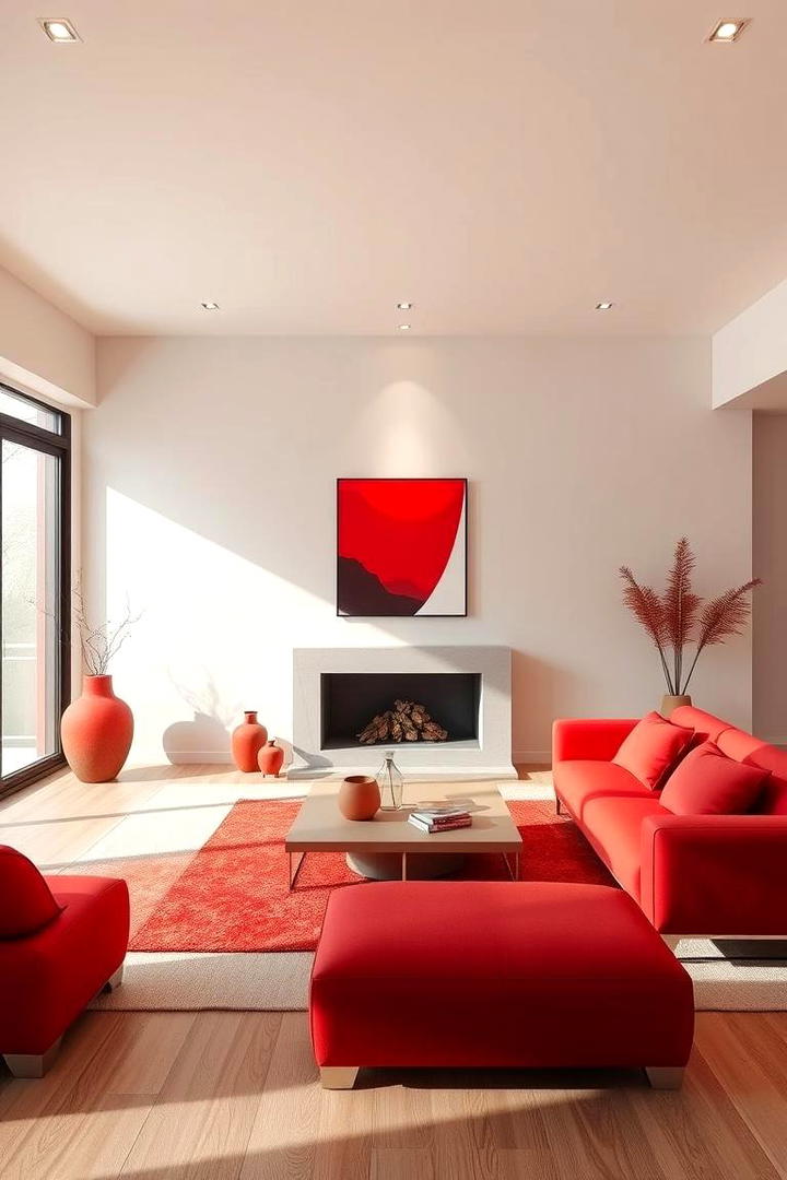 Zen Red Minimalism - 30 Red Living Room Ideas