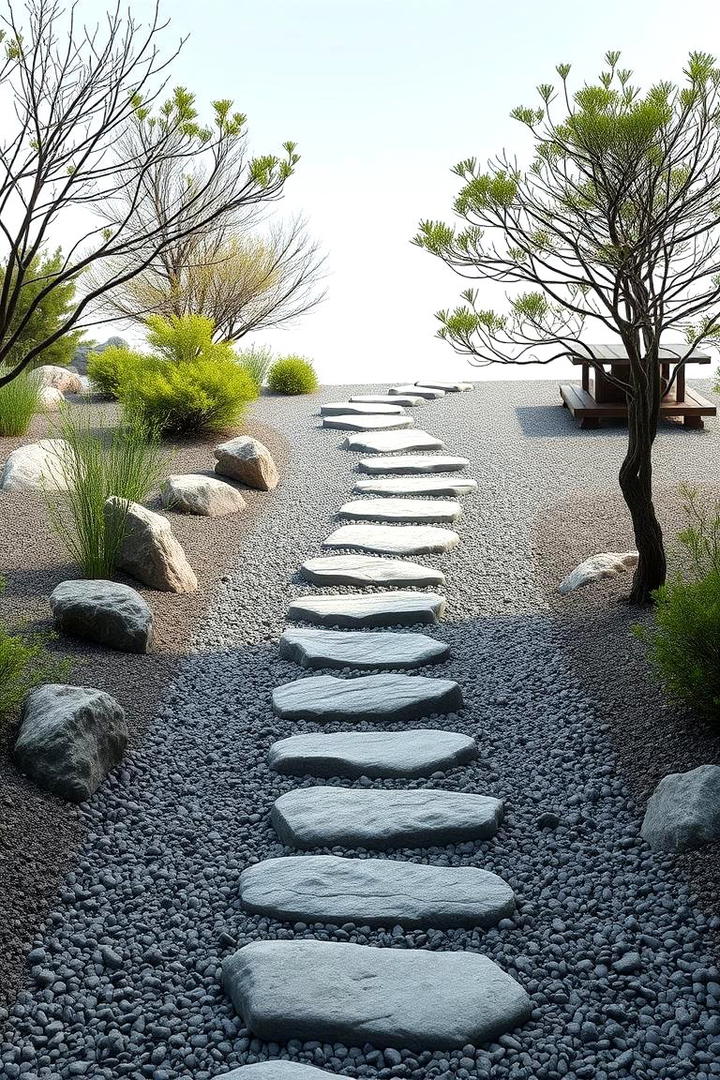 Zen Rock Garden Path - 30 Rock Walkway Ideas