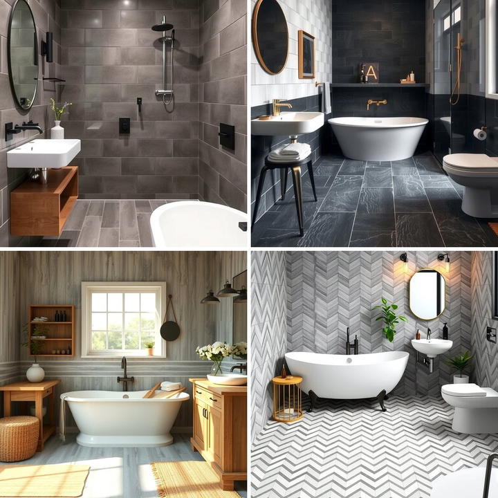 30 Gray Floor Bathroom Design Ideas for Sleek Minimalism