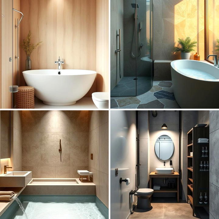 Curated visual reference: Picture Idea: 30 Gray Floor Bathroom Design Ideas For Sleek Minimalism