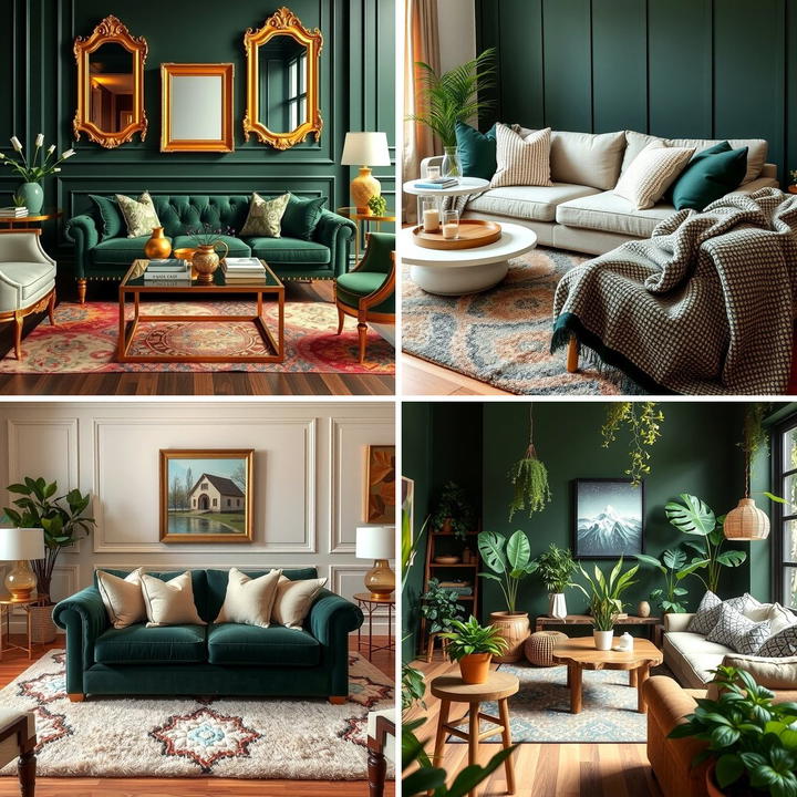 Dark Green Couch Living Room Design