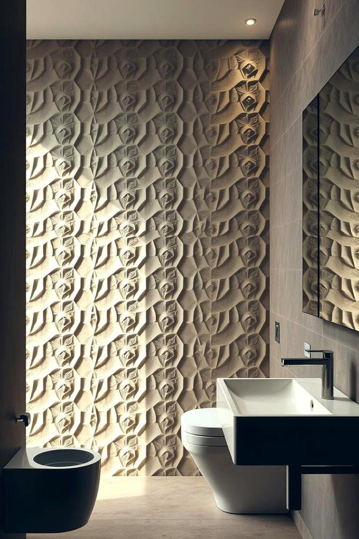 3D Textured Panels - 21 Bathroom Accent Wall Ideas