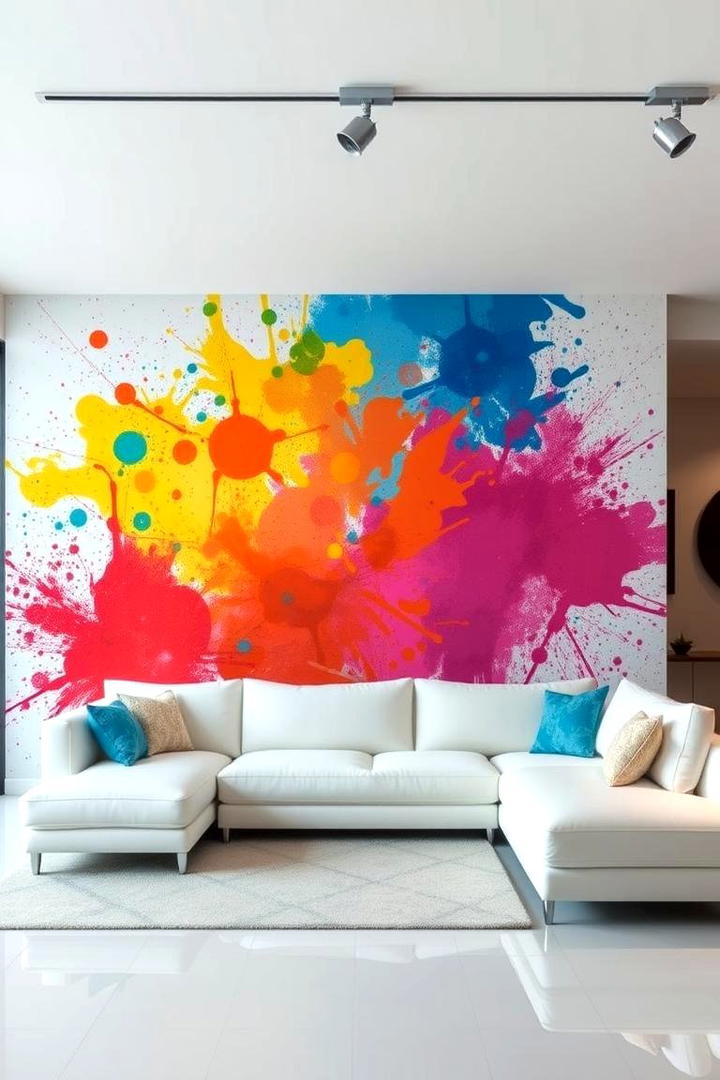 Abstract Color Splashes - 30 Living Room Accent Wall Ideas