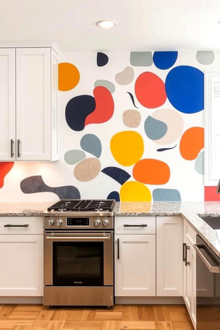 Abstract Contemporary Patterns - 21 Backsplash Ideas for White Cabinets and Granite Countertops