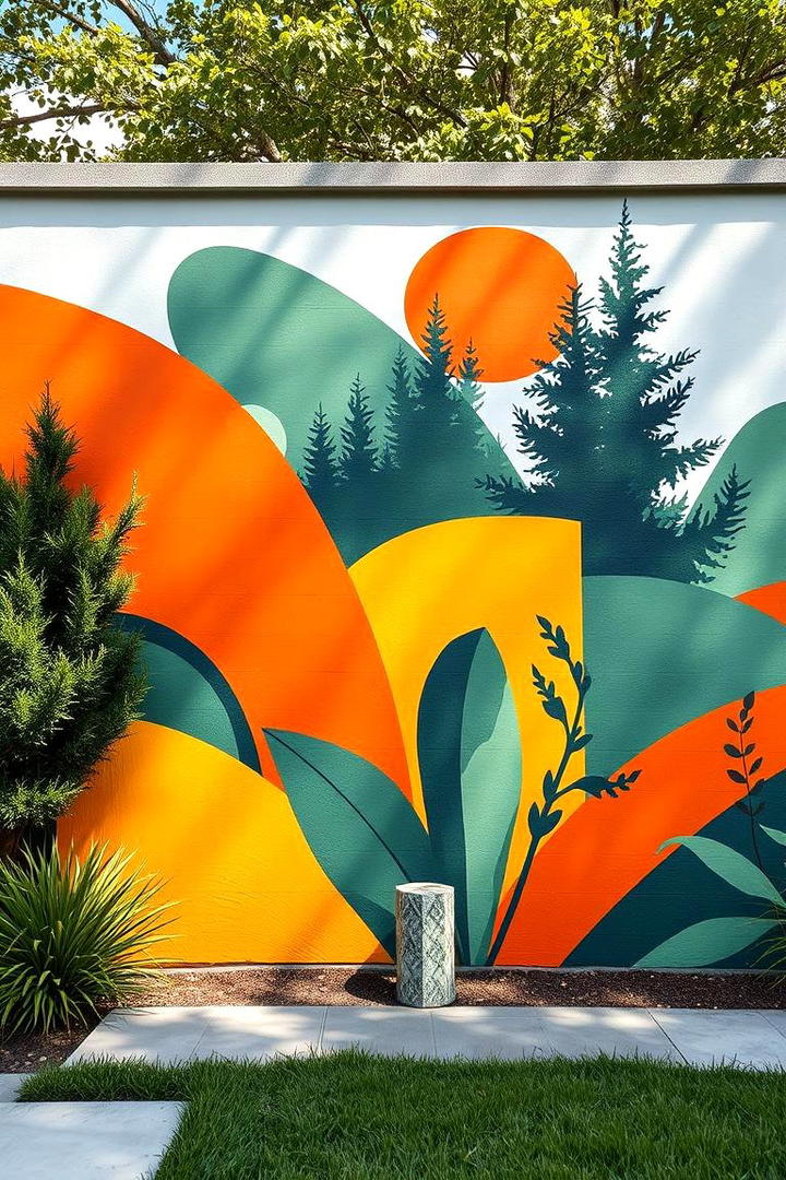 Abstract Nature Art Mural - 21 Garden Mural Ideas