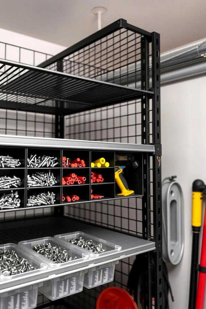 Adjustable Grid Shelving - 30 Garage Shelving Ideas