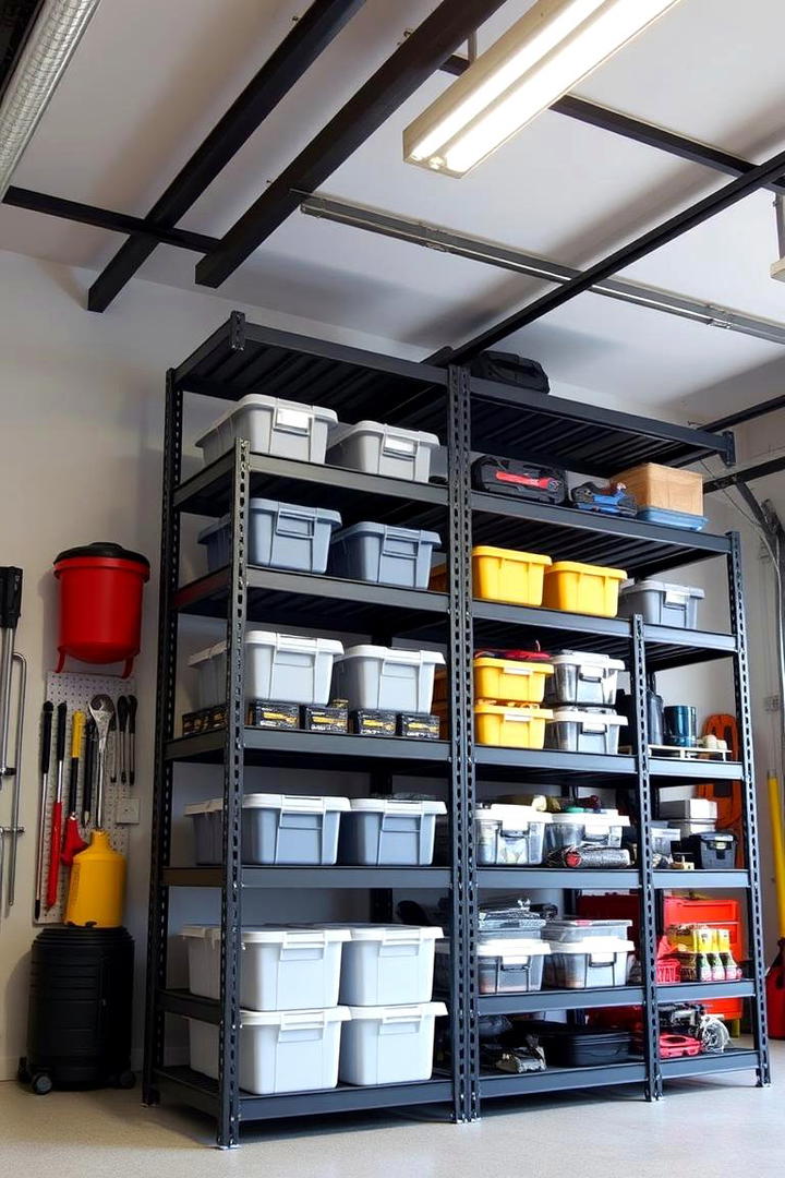 Adjustable Metal Shelving - 30 Garage Shelving Ideas