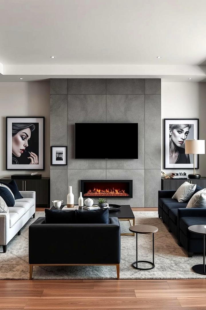 After Refined Electric Fireplace with TV Display - 30 Electric Fireplace Ideas With Tv Above