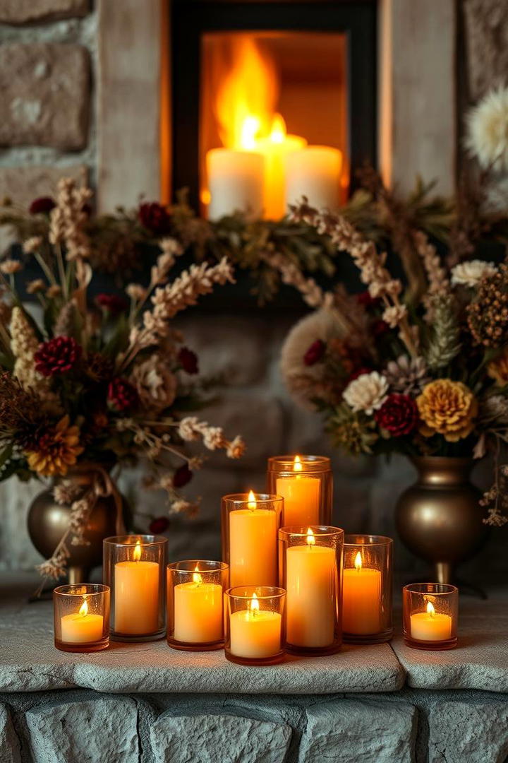 Amber Glow - 30 Fall Mantel Decor Ideas