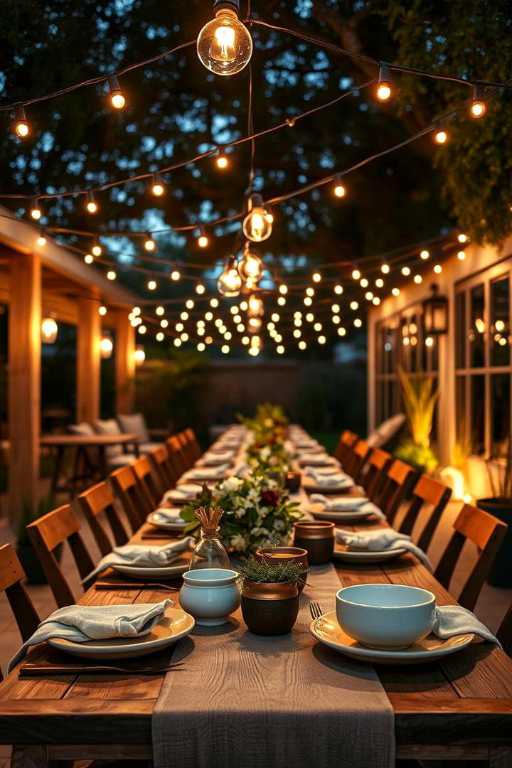 Ambient Glow Over the Dining Area - 21 Patio String Light Ideas