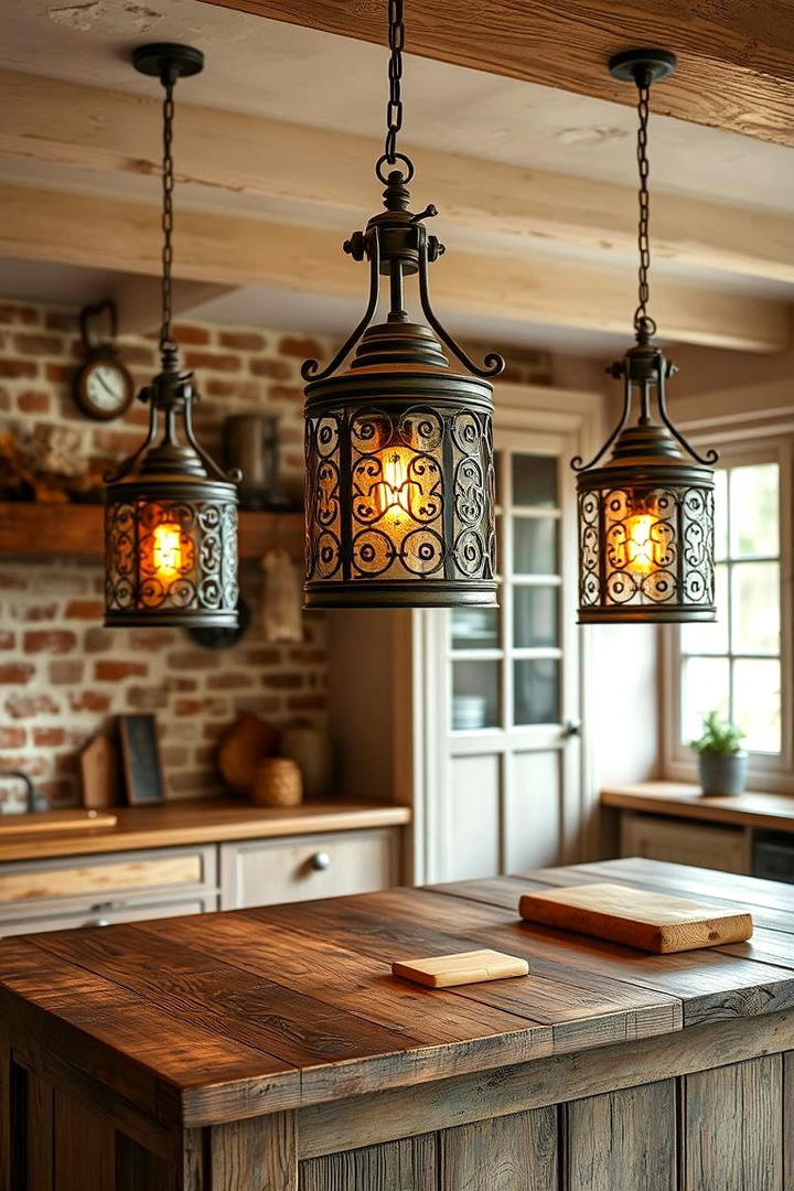 Antique Lighting Accents - 30 Cottage Kitchen Ideas