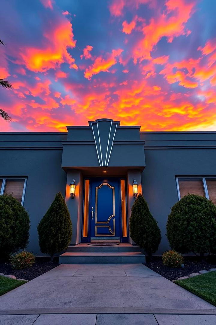 Art Deco Influence - 30 Grey House With Blue Door Ideas