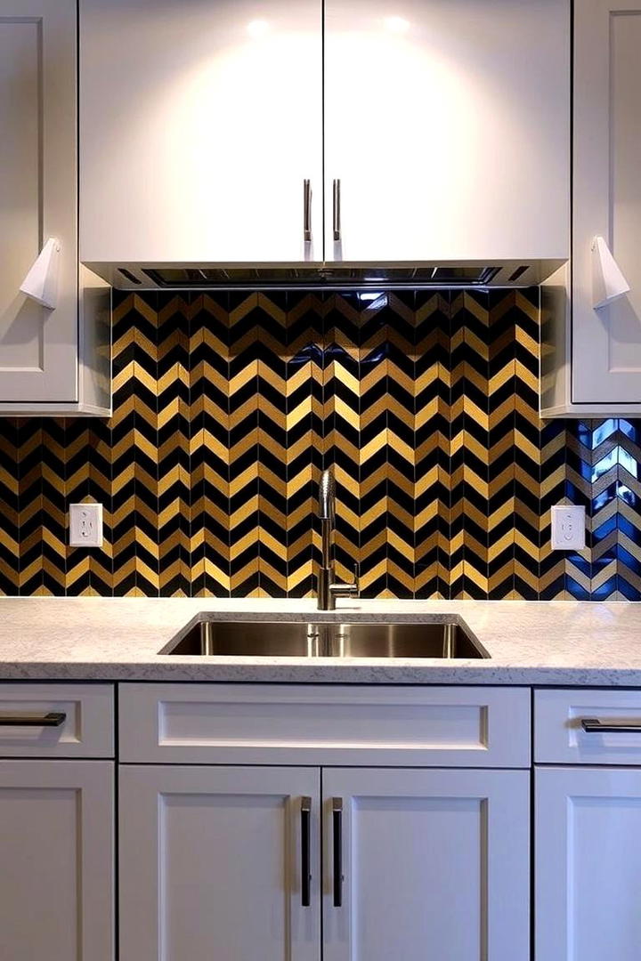 Art Deco Inspired Design - 21 White Cabinet Kitchen Backsplash Ideas