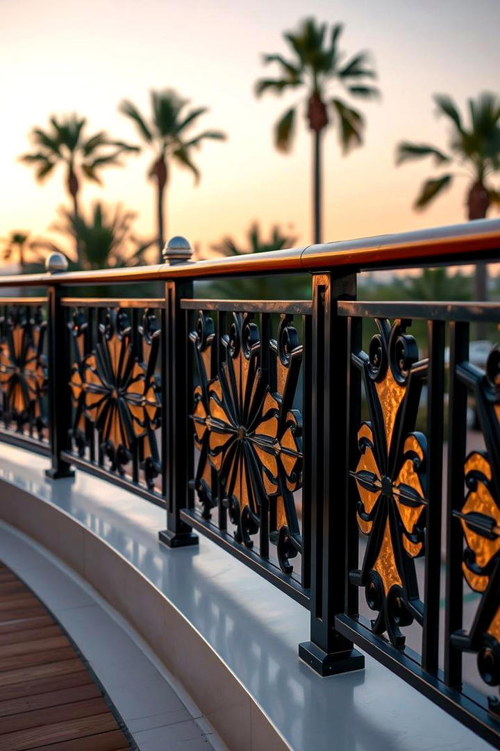 Art Deco Railing with Geometric Patterns - 21 Deck Railing Ideas