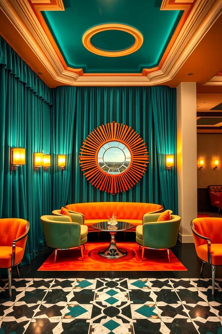 Art Deco Teal and Orange Ambiance - 30 Teal and Orange Color Scheme for Your Rooms