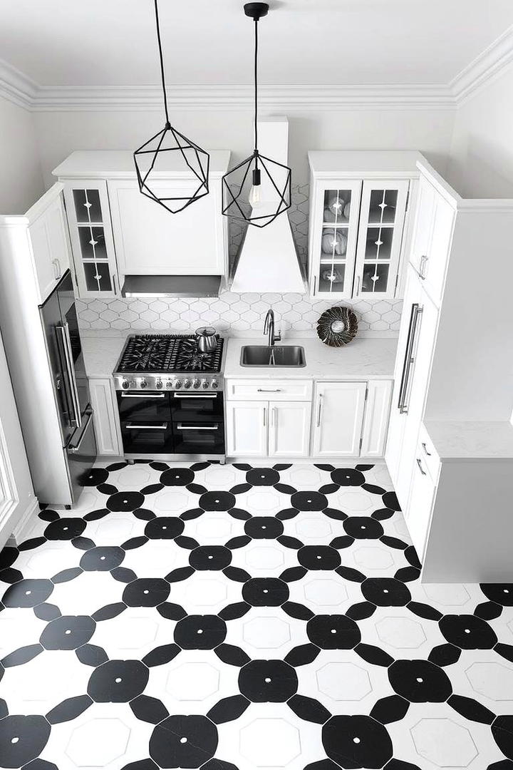 Artful Black and White Patterns - 21 Black and White Kitchen Ideas