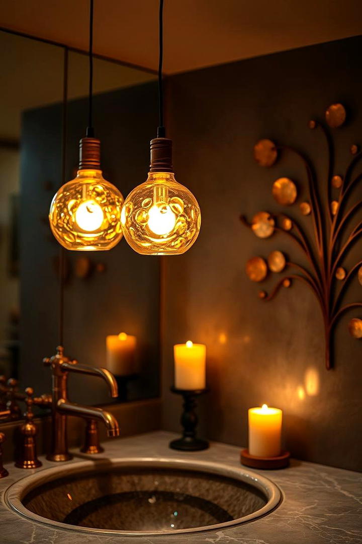 Artisan Lighting Fixtures - 30 Boho Bathroom Ideas