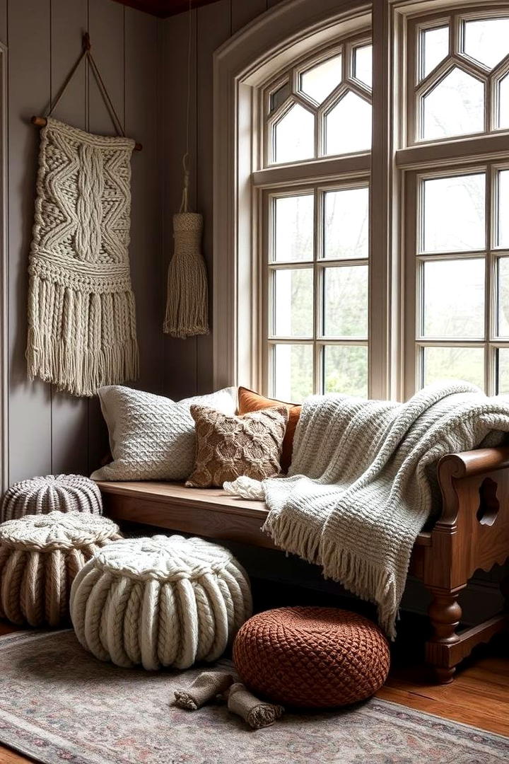 Artisanal Knitted Accents - 30 Boho Living Room Ideas