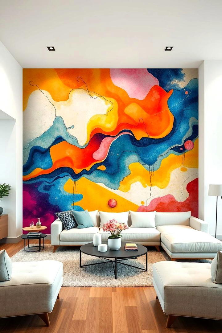 Artistic Abstract Murals - 21 Living Room Wallpaper Ideas