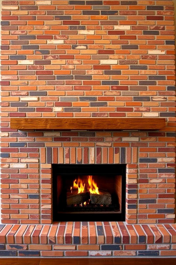 Artistic Brick Mosaic - 21 Brick Fireplace Ideas